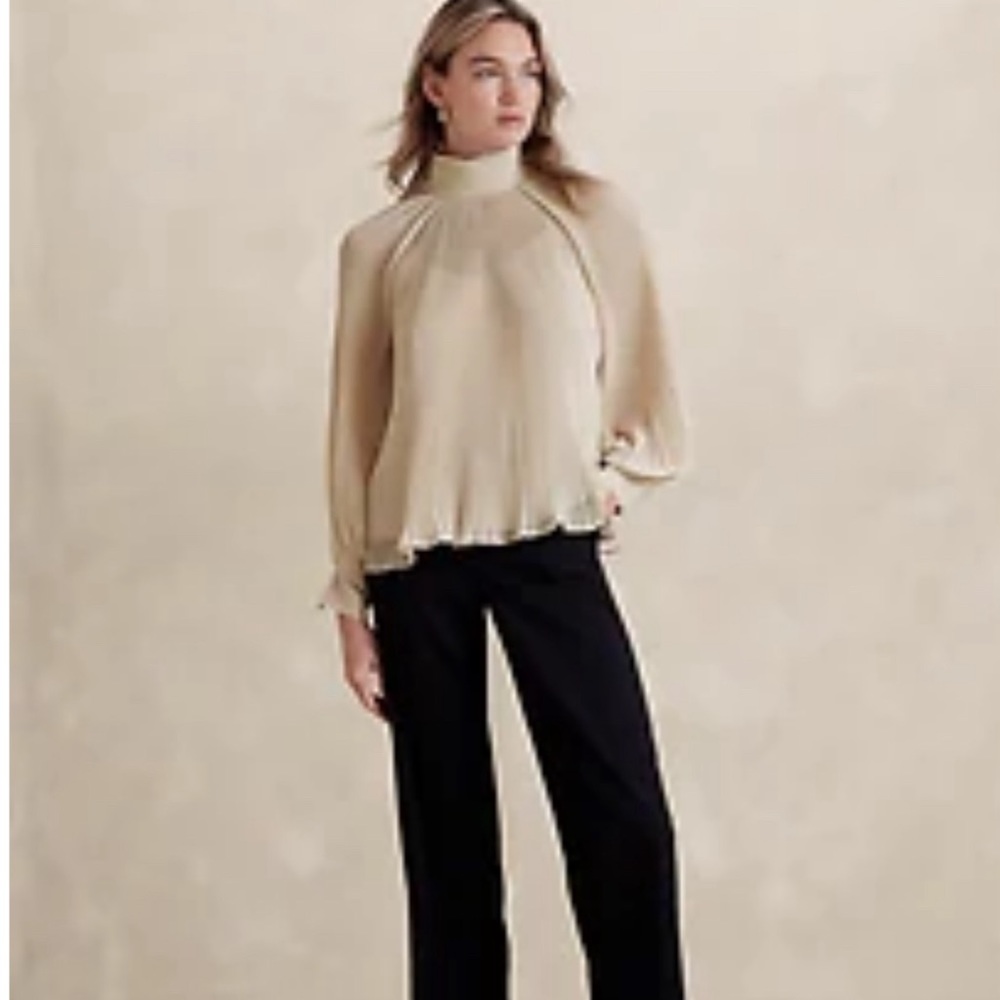 Banana Republic Pleated Volume Sleeve Blouse